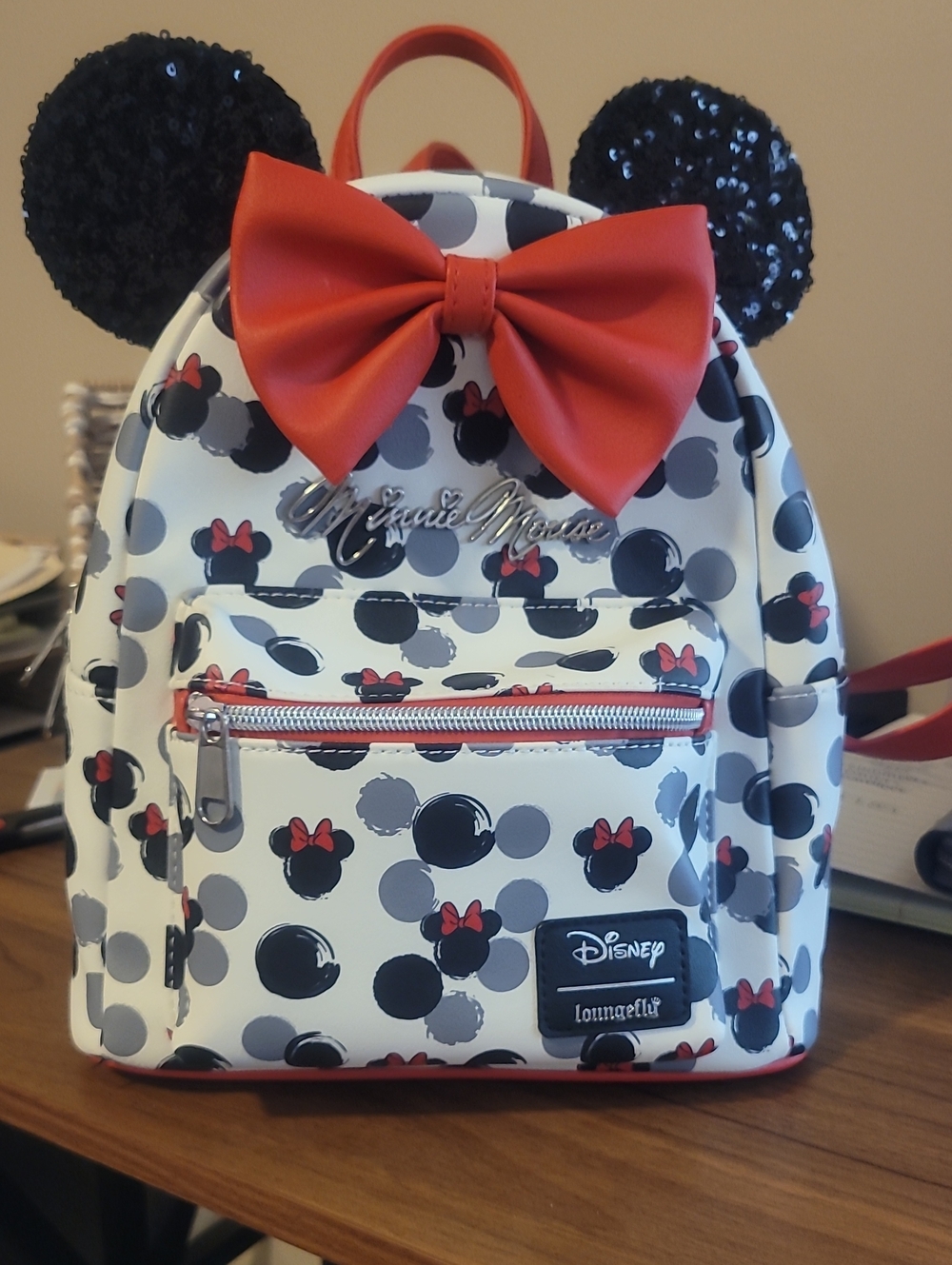 Loungefly Minnie Mouse White, Black & Red Kids Mini Backpack